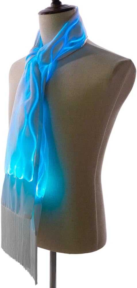 Led Fiber Optic Scarf USB Rechargeable Light Up Scarves RGB Glowing Rave Gift For Rave Dance Party Burning Man Christmas EDM Festival Men and Women