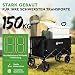 HIKENTURE Bollerwagen Faltbar mit Bremen - 140 Liter Volumen & 150KG belastbar - Extrem Faltbarer Bollerwagen - Klappbarer Handwagen Einkaufstrolley für Strand Camping Einkauf