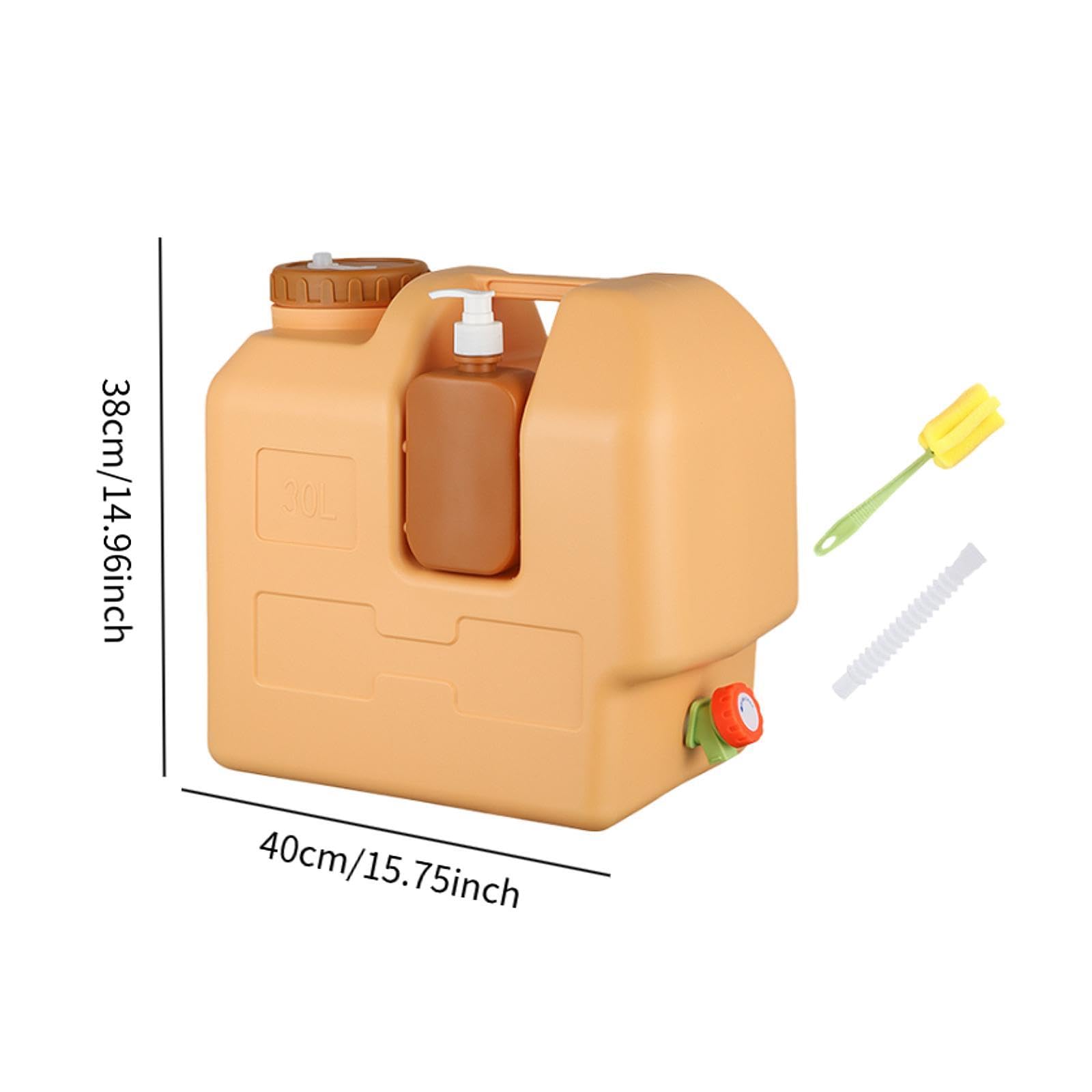 Contenedor de Agua con Grifo de Lata con Dispensador de Jabón Portátil, Almacenamiento de Alimentos de para Acampar Y Barbacoas.
