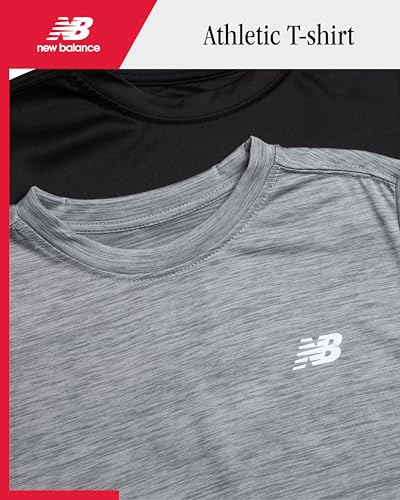 New Balance Boys Athletic Shirt - 2 Pack Short Sleeve Crew Neck Active Performance T Shirts for Boys (Sizes: 8-20)2