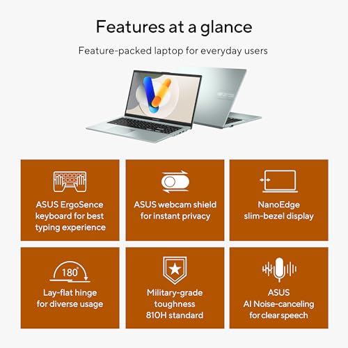 ASUS Vivobook Go 15 Thin & Light Laptop, 15.6” Full HD Display, AMD Ryzen 3 7320U Processor, 8GB RAM, 512 GB SSD, Windows 11 Home, Green Gray, E1504FA-AS31-CA - Image 4