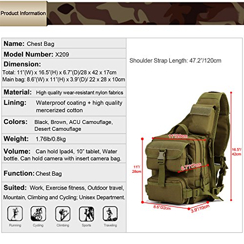 Huntvp Tactical Military Sling Pack Chest Daypack Molle Backpack Shoulder Bag #TOP2