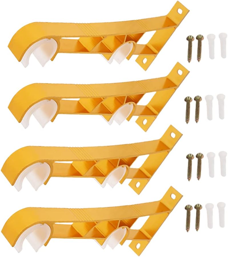 Brackets for Curtain Rods, 4Pcs 195 X 90 X 20mm Double Plastic Buckle Curtain Rod Bracket Heavy Duty Curtain Rod Holder for 25-30mm Dia Drapery Rod Aluminum Alloy Shiny Gold