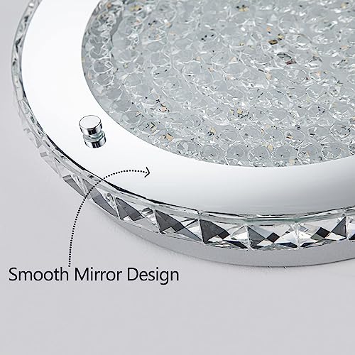 Auffel Crystal Chandeliers Modern Led Ceiling Light Fixtures 13 In Flush Mount Ceiling Lamp 2640Lm 4000K For Bathroom,Kitchen，Hallway，Bedroom #TOP3
