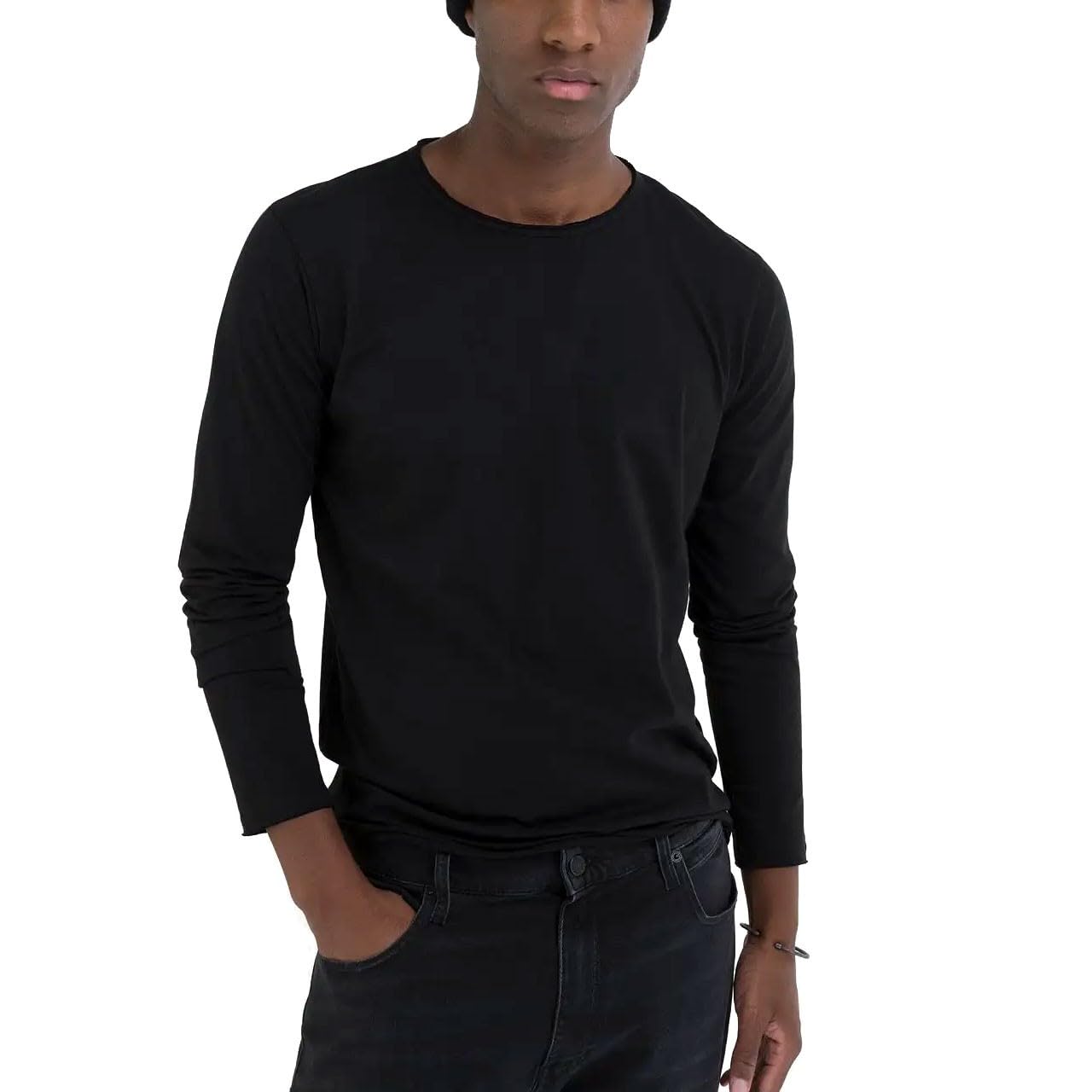 Replay Men's Cotton Long Sleeve Shirt, 098 Black, L