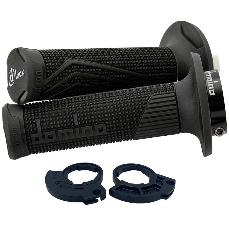 Kit Mando de Gas con puños de Goma Dominó Cerrados para Las Motos de Cross, Trial, pitbike (Negro)