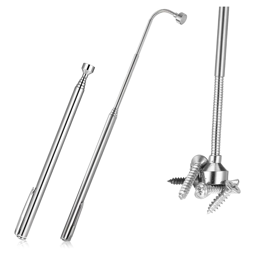 Littimoon 2 Piece 5lb Flexible Magnetic Pickup Tool Set, Telescopic Magnetic Grabber Magnetic Pickup Tool with Pocket Clip
