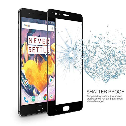 Image of premium tempered glass for oneplus 3 / oneplus 3t screen protector [11d] - full hd, shatterproof, anti scratch screen guard for one plus 3 / one plus 3t (black edition) full screen coverage (except edges)