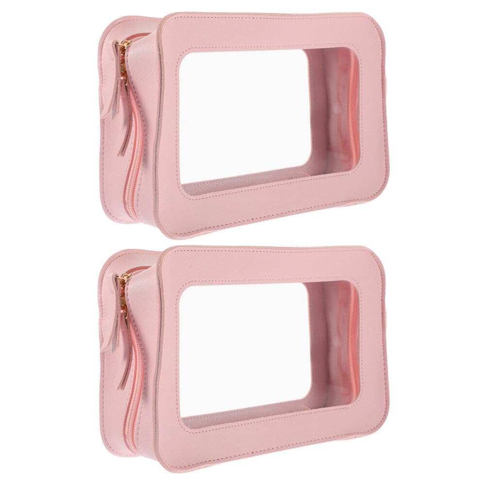 Transparente Reisekosmetiktasche aus PVC, Rosa, 2 Stück