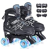 Kids Roller Skates, Adjustable Size Girl Boys Roller Skates for Kids Beginner, Toddlers Roller Skate with 8 Light Up Wheels, Outdoor Roller Skating for Boys Girls, Skating Shoes for Ages 3-12