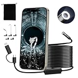 Endoscope Camera with Light,Ozikutech HD Borescope Fit for iPhone and Android, 8 LED Lights 16.4FT Snake Camera for Air Duct Car Engine Inspection - Waterproof IP67