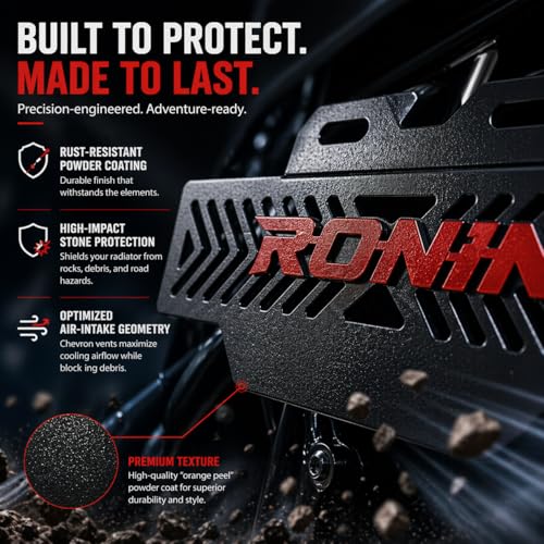 Image of Bike Radiator Grill Guard with Logo Black Red for TVS Ronin Model 1