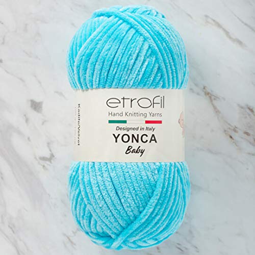 5 Skein (Pack) Etrofil Yonca Chenille Yarn, 100% Polyester, Each Skein 100 gr (3.5 oz), 120 m (131 yd), 6 : Super Bulky (Turquoise- 70519)