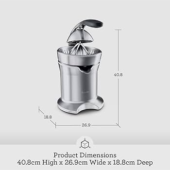 Powerful stainless steel citrus press with assisted lever