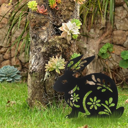 Toddmomy 09P5S42EHFJFUQU09Q Rabbit Ground Plug Garden Rabbit Decorations Bunny Garden Stake Metal Rabbit Sign Stake Outdoor Ground Ornaments Decorative Insert Stake Garden Rabbit Stake Sculpture Lawn Decor thumb #4