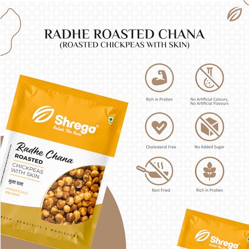 Image of SHREGO Radhe Roasted Chana, Bhuna Chana (Desi Chickpeas) 360G (Pack of 2)