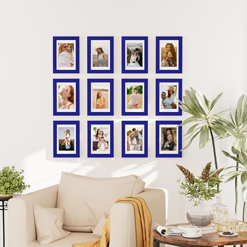 decorUhome 4x6 Picture Frame Set of 10, Display Photos 3.5x5 with Mat or 4x6 Unmatted for Picture Frames Collage Wall Decor, Royal Blue