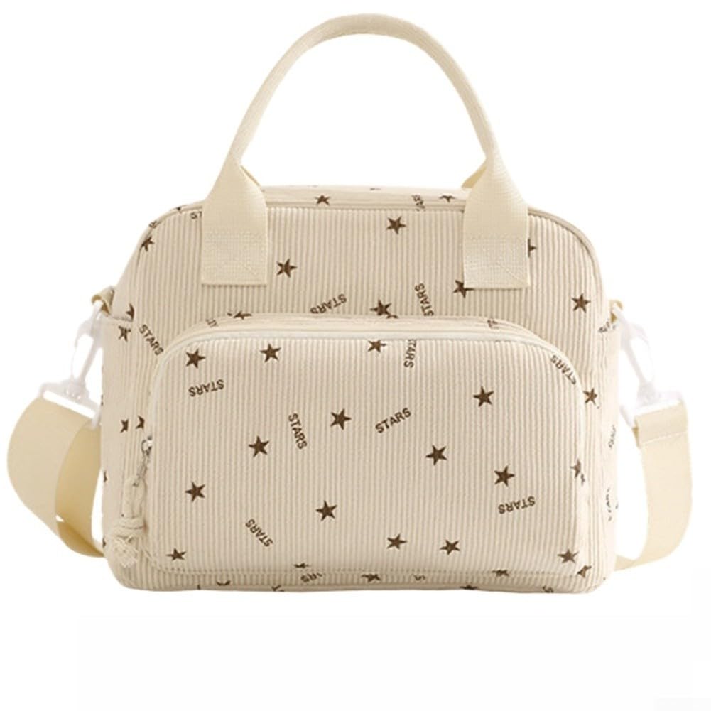 Bolsa Térmica Grande 9.5L Aislamiento Cuádruple Lonchera Impermeable Corduroy Para Oficina Playa Viaje 28x16x21cm(Star)