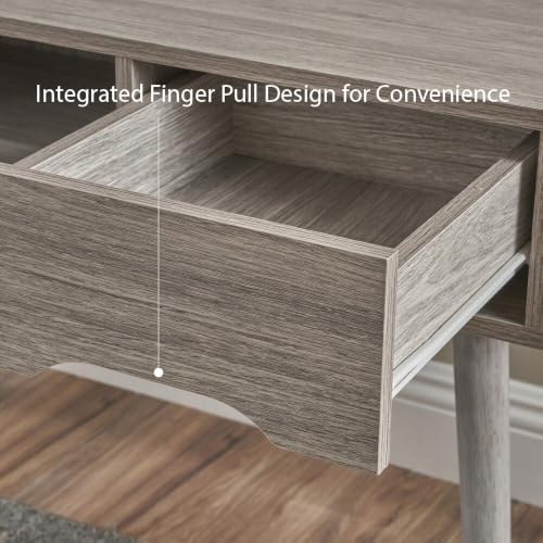 Image of Elara TV Unit Engineered Wood Cabinet with Solid Wood Legs | Scandinavian Modern Design with Spacious Storage | Dual Drawer Entertainment Console - Columbia Oak
