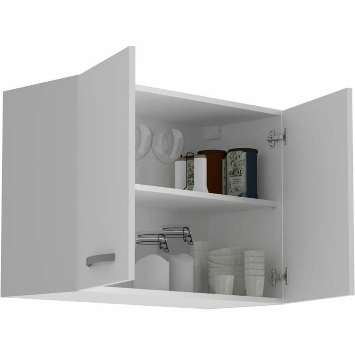 Meuble Haut De Rangement 2 Portes - L 80 X P 35,6 X H 57,9 Cm - Gamme Eko - Blanc
