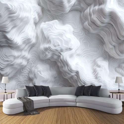 Papier Peint Installation Facile Blanc Effet Relief 3D 250X175 Cm