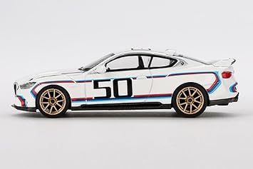 MINI GT 3.0 CSL #50 White with Blue and Red Stripes and Gold Wheels Limited Edition 1/64 Diecast Model Car MGT00863