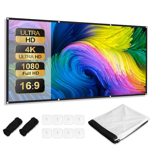 AiQInu Écran de Projection 84 Pouces, Ecran Videoprojecteur 4K HD 16: 9 Pliable, Portable...