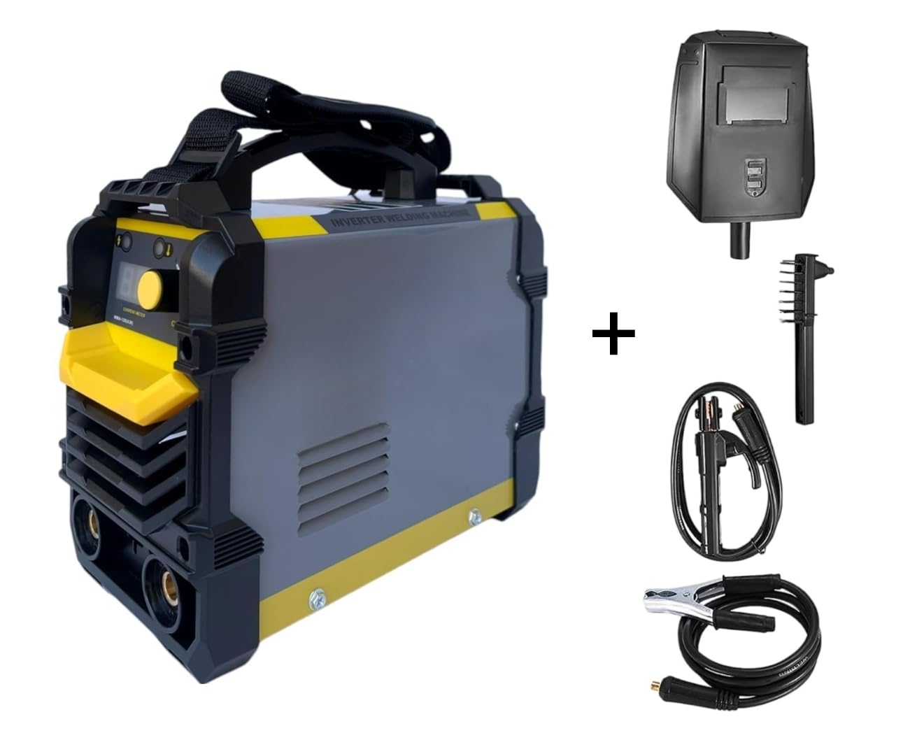 GrecoShop Saldatrice Line 400 Ampere Inverter con Cavi 3+2 mt. Elettrodo Professionale Mini Portatile Leggera IGBT 400A