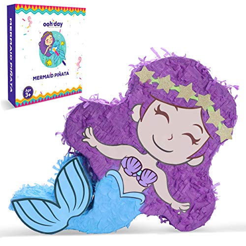 Oohday Small Mermaid Pinata – Birthday Party Supplies & Games – Little Mermaid Pinata for Girls