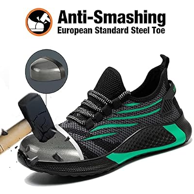 Kezhiho Steel Toe Work Shoes for Men Lightweight Comfortable Slip Resistant Puncture Proof Safety Shoes Breathable Indestructible Construction Industrial Sneakers