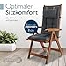 Beautissu 2er Set Premium Hochlehner Auflage mit Kopfpolster 120x50cm Sun-HL – 8cm Dick Polster Gartenstuhlauflage rutschfest Befestigungsbänder UV-Lichtechtheit 5 – Robust Stoff Uni Anthrazit