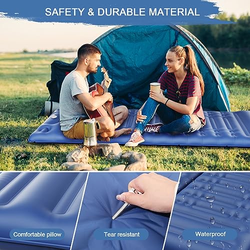 Image of HiiPeak Sleeping Pad for Camping- Ultralight Inflatable Sleeping Mat with Built-in Foot Pump & Pillow, Upgraded Compact Camping Air Mattress for Camping, Backpacking, Hiking (CM07 Blue)