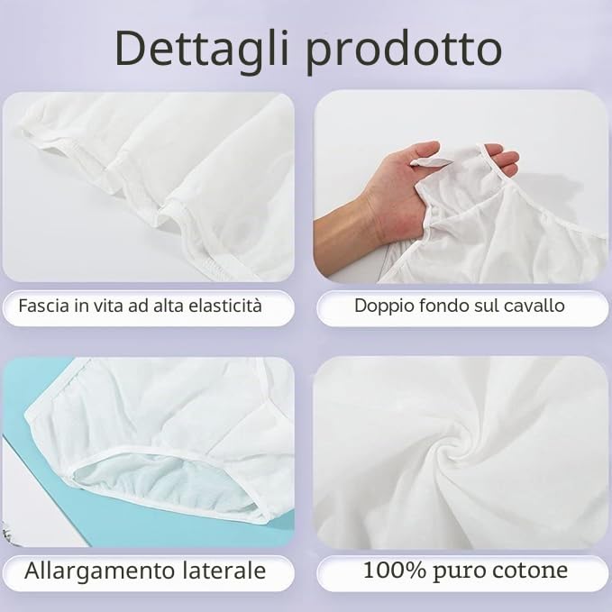 Slip USA e Getta Donna Cotone Morbida Monouso Mutandine Incinte Elastica Bianco per Mestruale Spa Ospedale maternità Viaggio Dopo Il Parto,10 Pezzi,Pacchetto Individuale,S-3XL