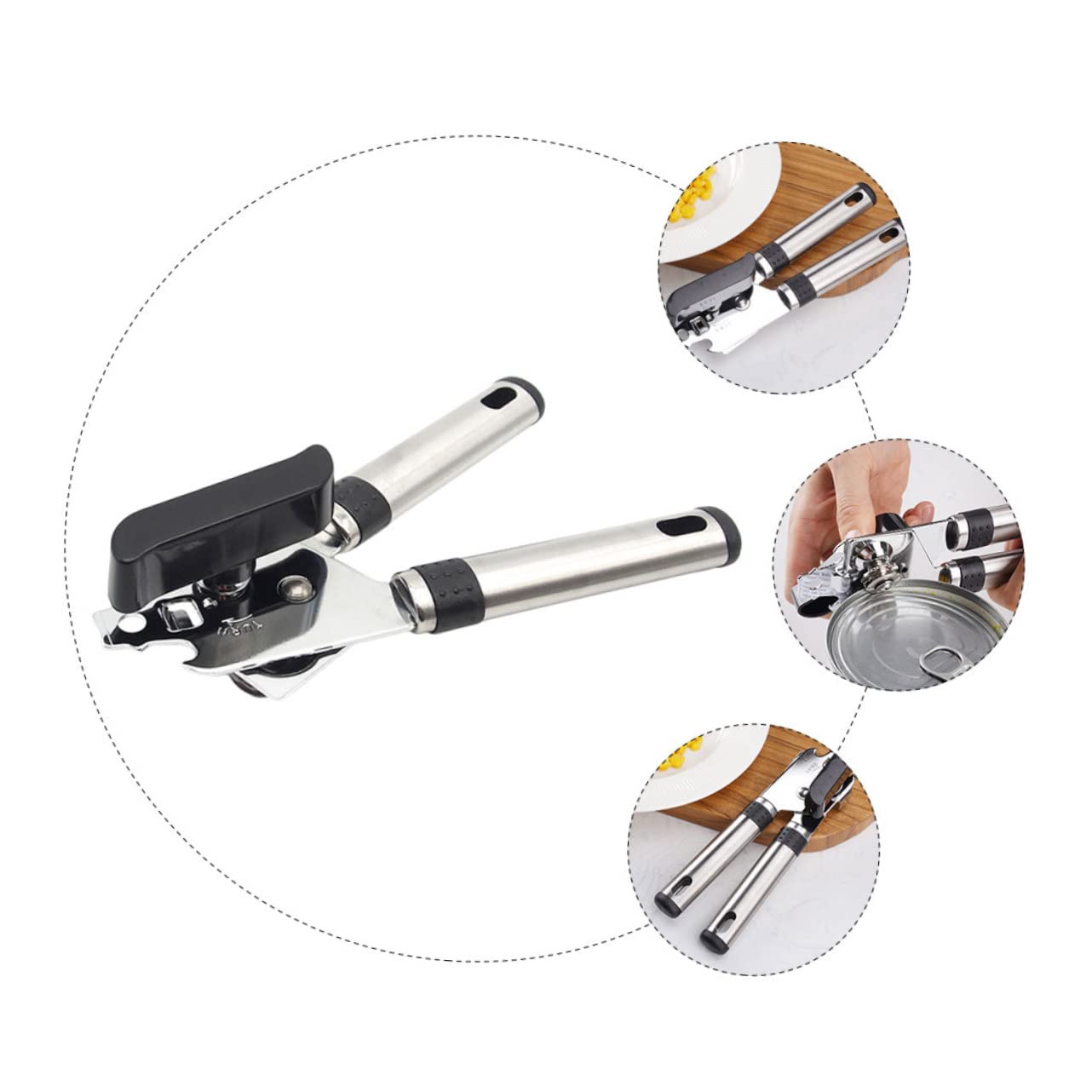 Anneome 1Pc Stainless Steel Multi Function Can Opener and Bottle Opener for Beer and Wine Kitchen Tool for Effortless Opening of Cans and Bottles