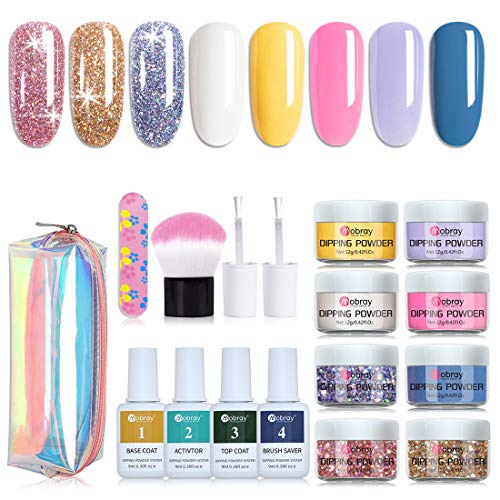 Dipping Powder Nail Kit 8 Colors Acrylic Nail Dipping Powder Glitter Dipping Powder Set Nail Art Dipping Powder Set with Accessories-DF Boutique
