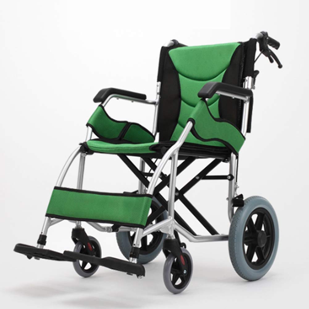 Wheelchair, Silla de Ruedas Manual Plegable Ligera de aleación de Titanio de aviación Multifuncional, Carrito de Viaje portátil Ultraligero para Personas Mayores