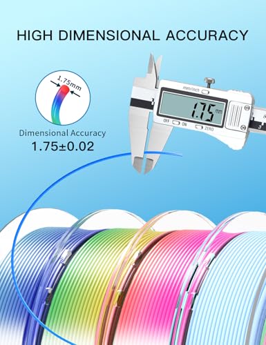 Image of PINBALL Silk & Matte Rainbow PLA 3D Printer Filament 1.75mm, 250g*4 | Multicolor Filament, Shiny Fast Color Changing, Dimensional Accuracy + /- 0.02mm