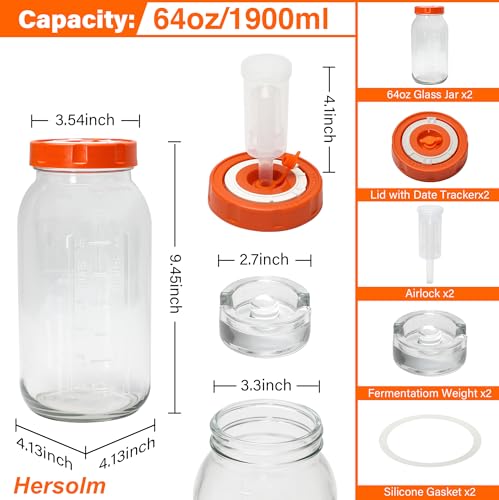 Hersolm 2L Fermentation Jars with Date Marker