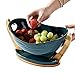 LXLTL Corbeille A Fruit, avec Support en Bambou Naturel,Ceramics Fruit & Vegetable Holder Bowl Countertop Creative Storage Basket pour Collations Aux Fruits Et Légumes Candy,Vert