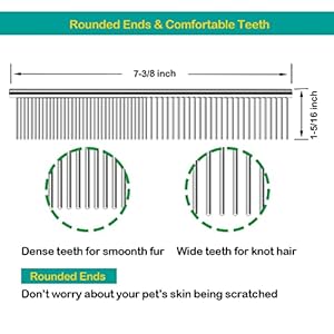 3 Pack Dog Combs for Grooming Matting, Metal Cat Comb with Round Ends, Stainless Steel Pet Grooming Comb for Removing Tangles and Knots for Long and Short Haired Dog (7.4 inches) 3 Pack Dog Combs for Grooming Matting Metal Cat Comb with Round Ends Stainless Steel Pet Grooming Comb for Removing Tangles and Knots for Long and Short Haired Dog 74 inches
