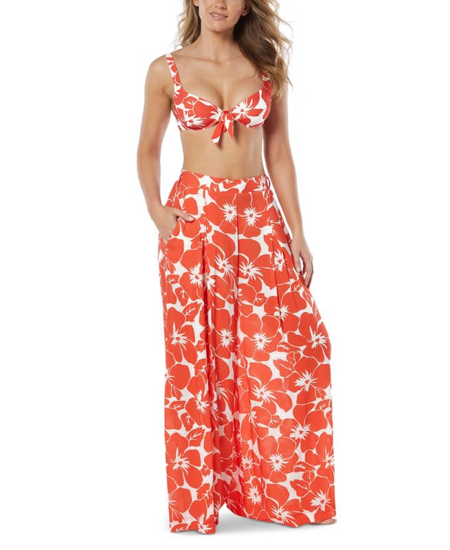 Pantalon cache-maillot large imprimé pour femme Vince Camuto Tangerine léger et fluide