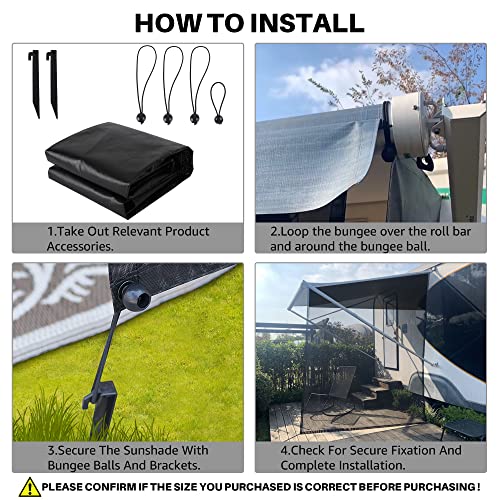 Rv Awning Shade Screen 9'X7' - Rv Awning Side Shade Black Mesh Screen Sunshade Uv Sun Blocker Complete Kits For Motorhome Camping Trailer Canopy Side Rv Awning #TOP4