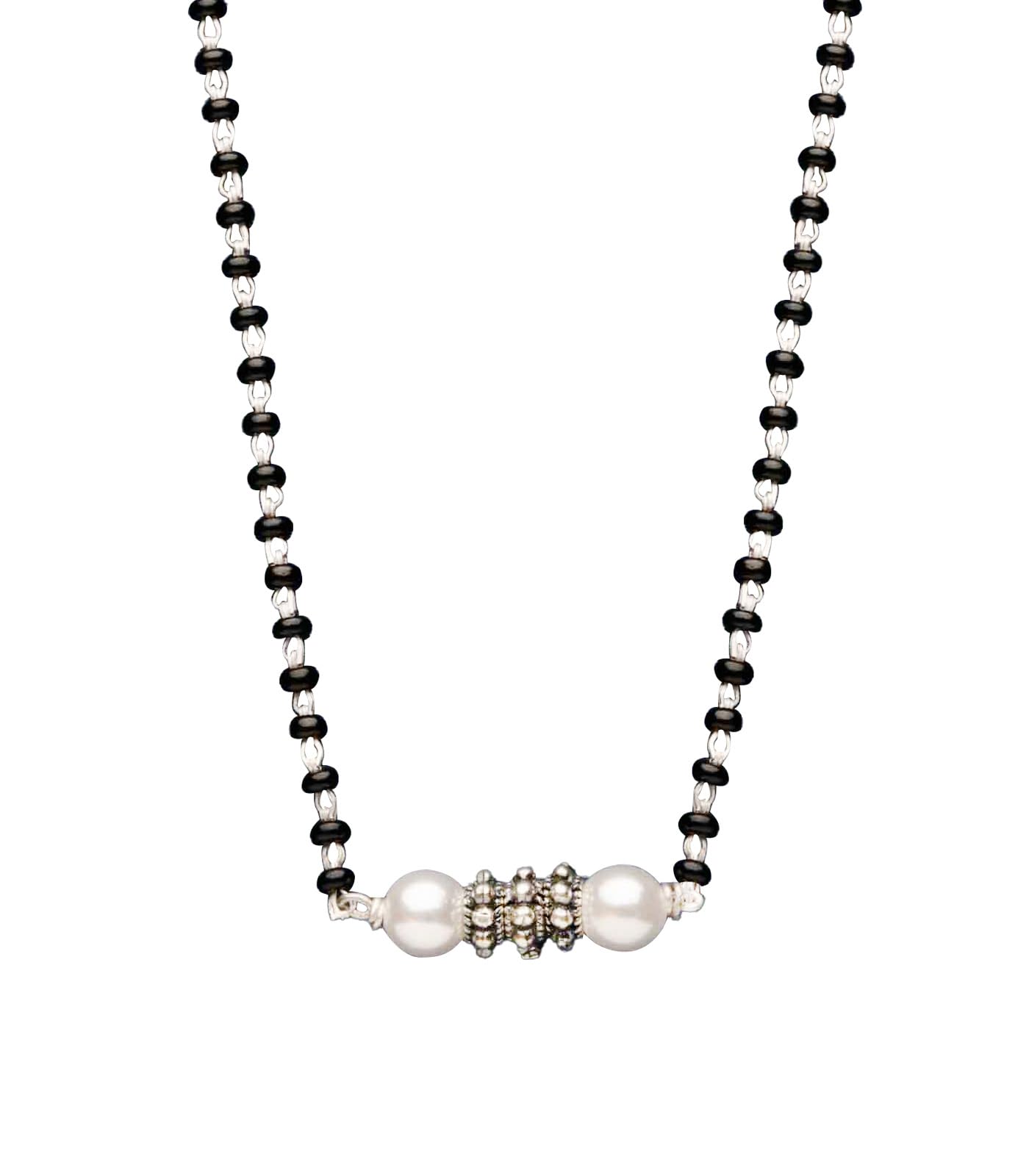 Gargi by P.N. Gadgil and Sons 925 Sterling Silver | Dainty Pearl Mangalsutra | Gift for Wife & Women | With Certificate of Authenticity and 925 Stamp (Black Beads) (B0D46S5JXW) Amazon Price History, Amazon Price Tracker