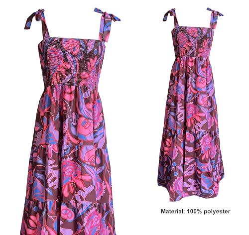 Image of kinstell Women's Summer Boho Spaghetti Strap Square Neck Ruffle Casual Flowy Long Dress Beach Swing Party Maxi Dress