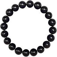Vista 1 de FORZIANI 8mm Natural Shiny Black Onyx Stretch Bracelet - Traveler's Protection - High Quality Spiritual Beaded Bracelet for Men - Adjustable
