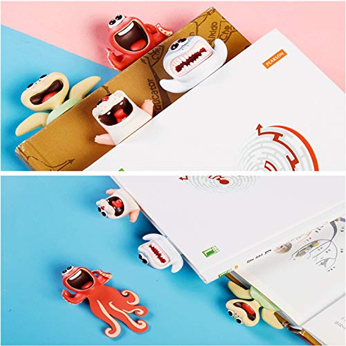 4 PCS Wacky Bookmark, SPOKKI 4inch Cartoon Animal Novelty Bookmark Kit for Student, 3D Funny Ocean Reading Bookmark of Pages Kids Gifts School Stationery Supplies (4 PCS)