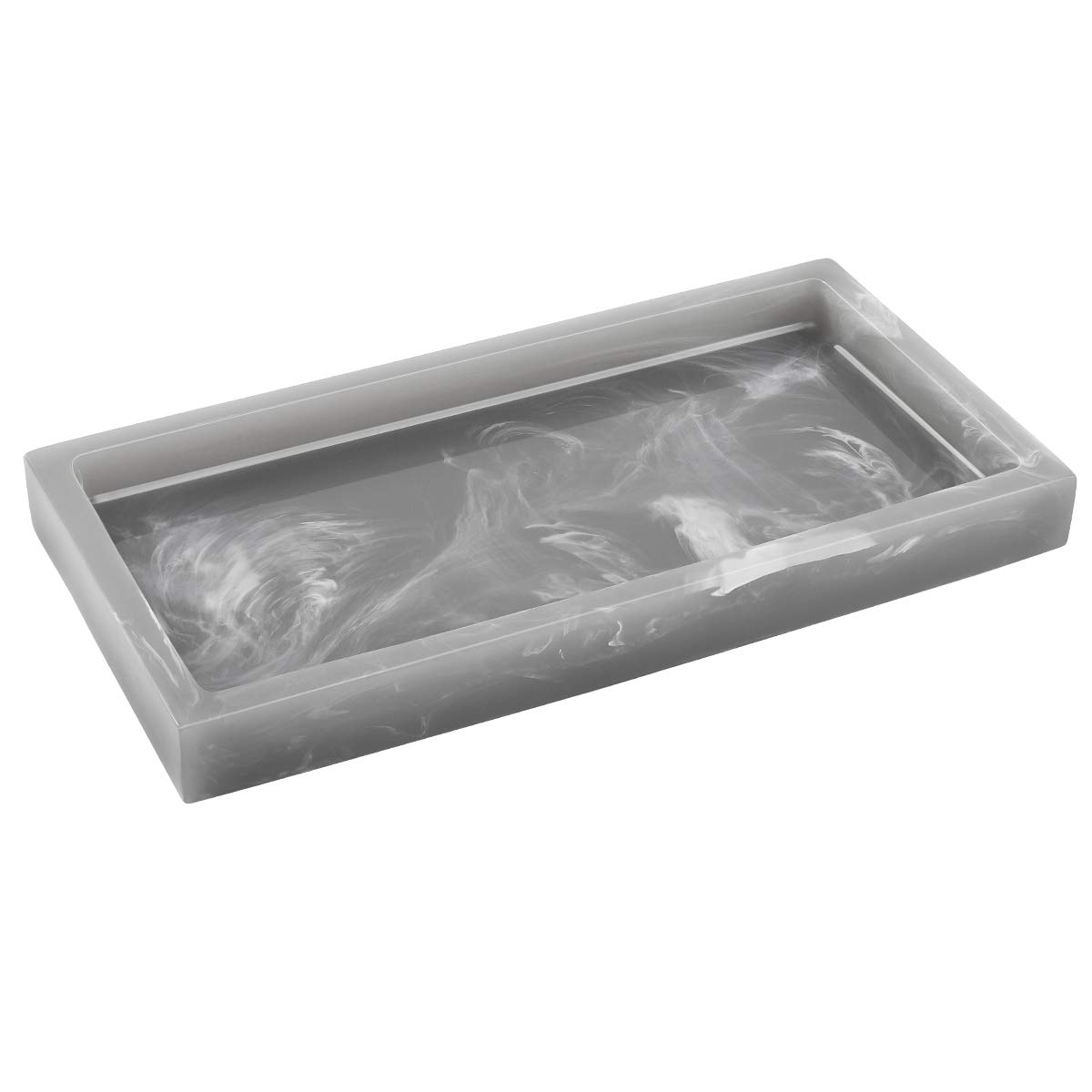 Luxspire Resin Bathroom Vanity Tray Countertop Organizer, Mini, Ink Gray