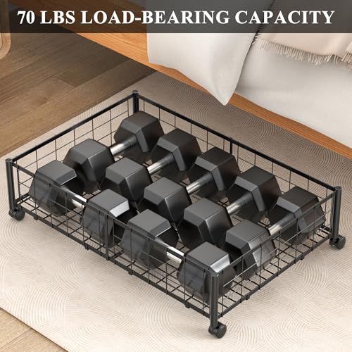 Image of Hleelomi Under Bed Storage with Wheels, 360 Rotating, No-Assembly Underbed Storage Containers, 2PACK