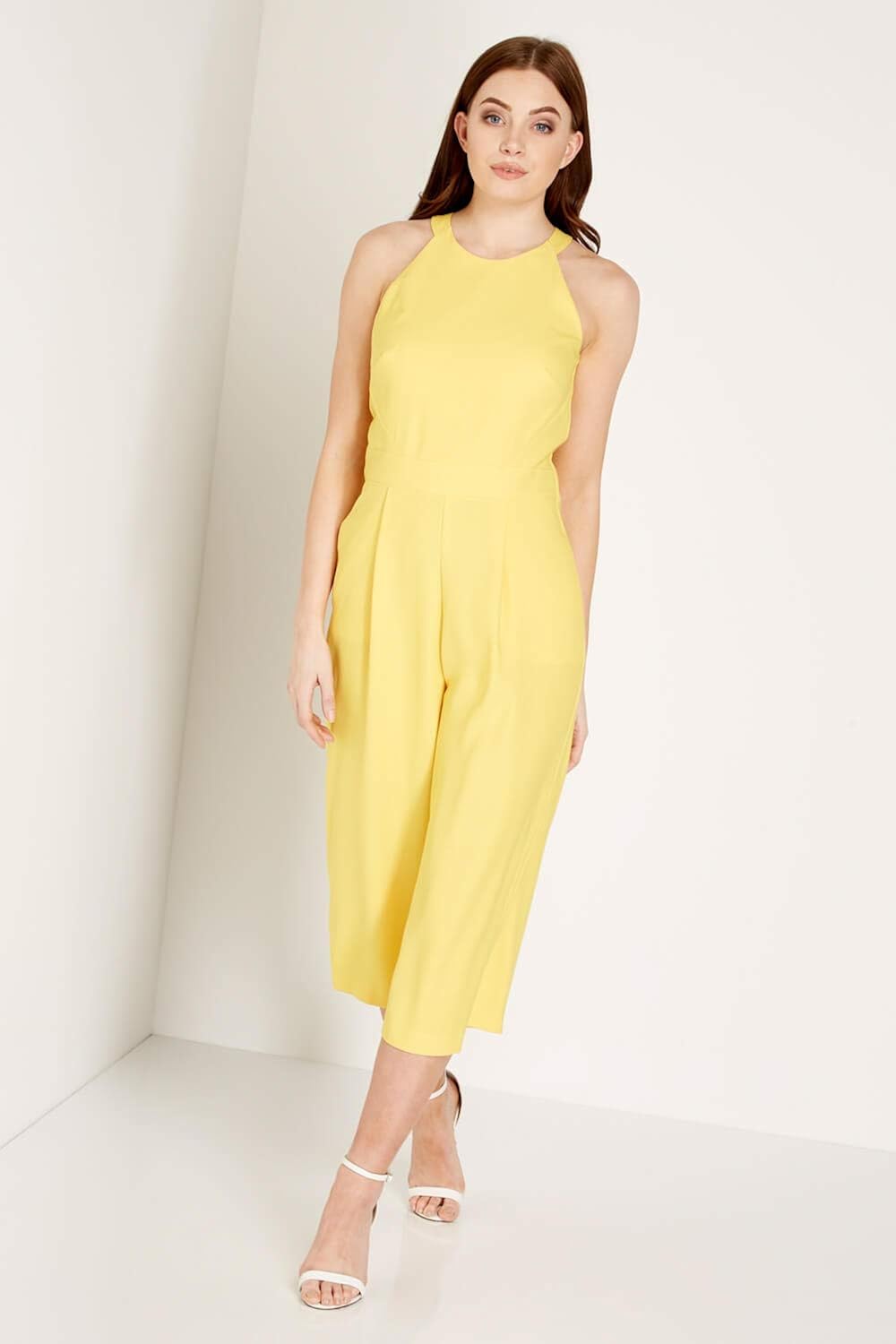 Yellow halter neck jumpsuit Clearance