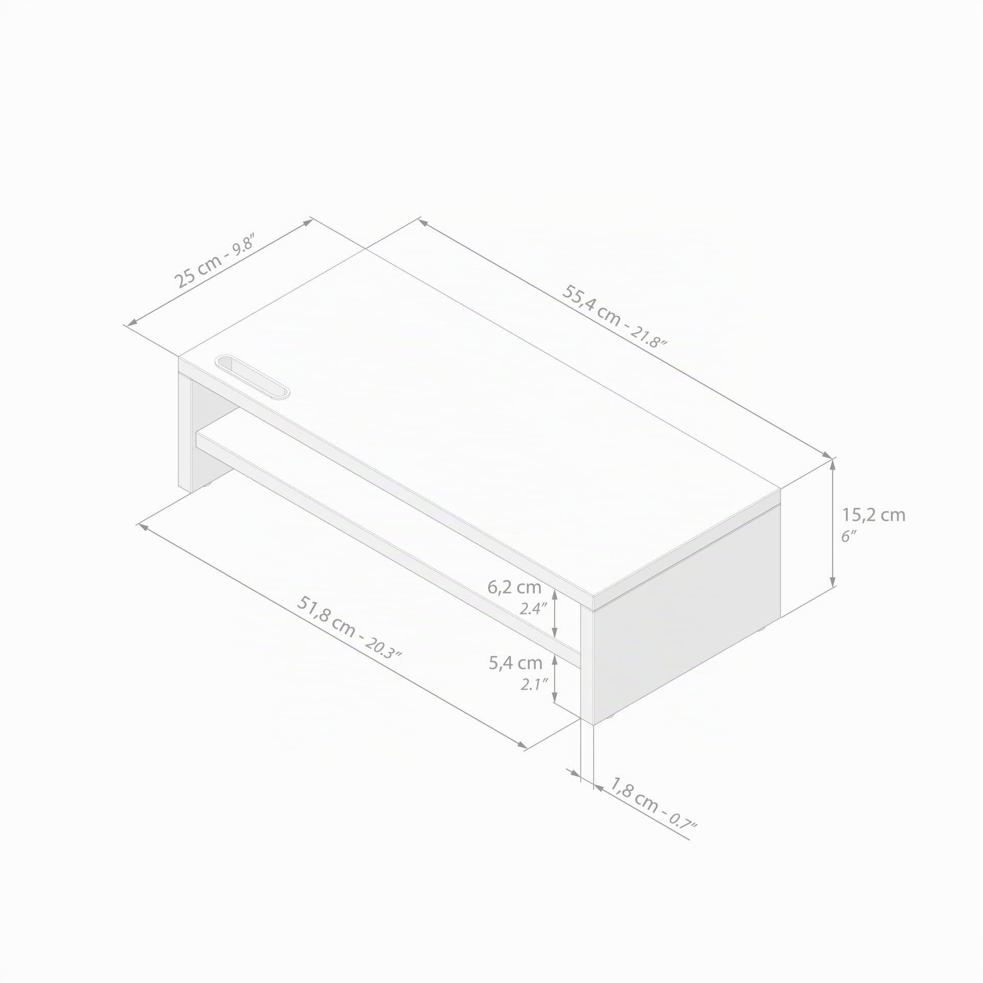 Mobili Fiver, Supporto per monitor Riki da scrivania, h.15 cm, color Rovere Rustico, Made in Italy